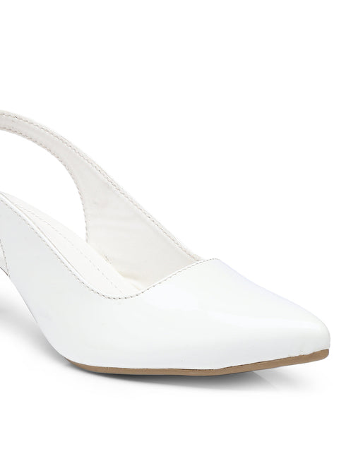 GNIST Classy Pointed White Kitten Heel